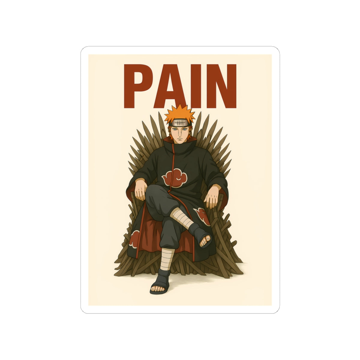 pain in the throne  Character Kiss-Cut Stickers | Laptop, Decor, Gift, Naruto, Pain, Custom Stickers