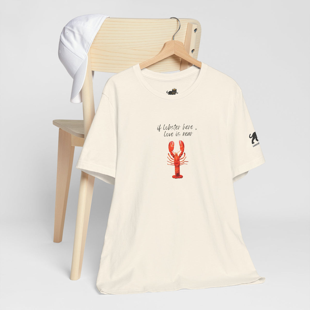 if lobster here love is near Graphic Tee, Casual Summer Shirt, Marine Life T-Shirt, Gift for Sea Lovers,  high quality
