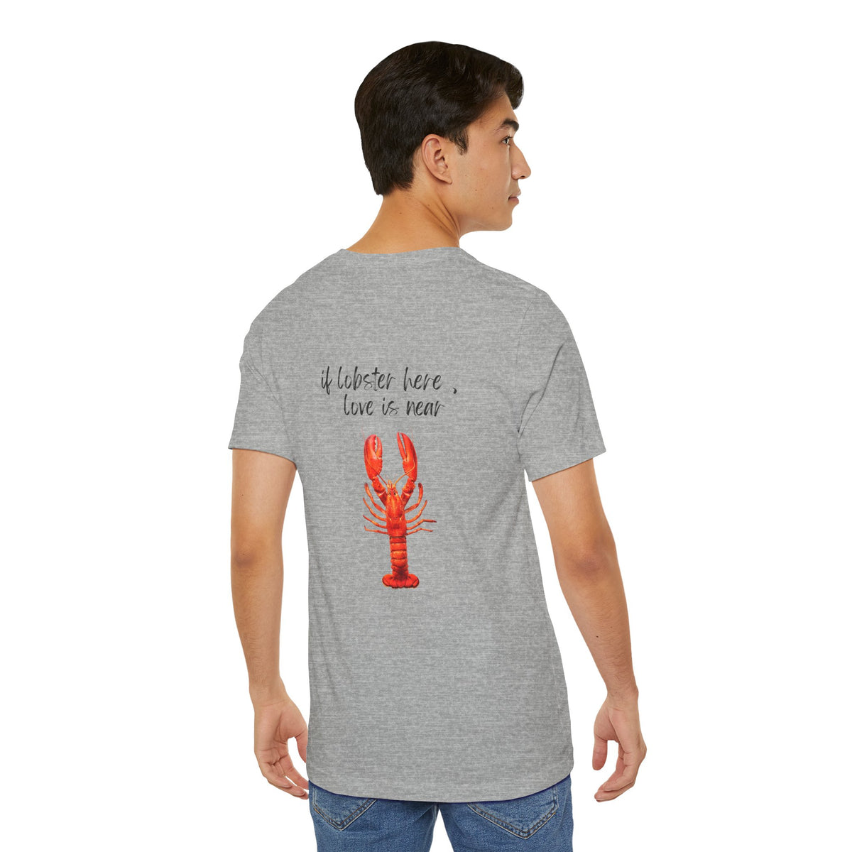 if lobster here love is near Graphic Tee, Casual Summer Shirt, Marine Life T-Shirt, Gift for Sea Lovers,  high quality