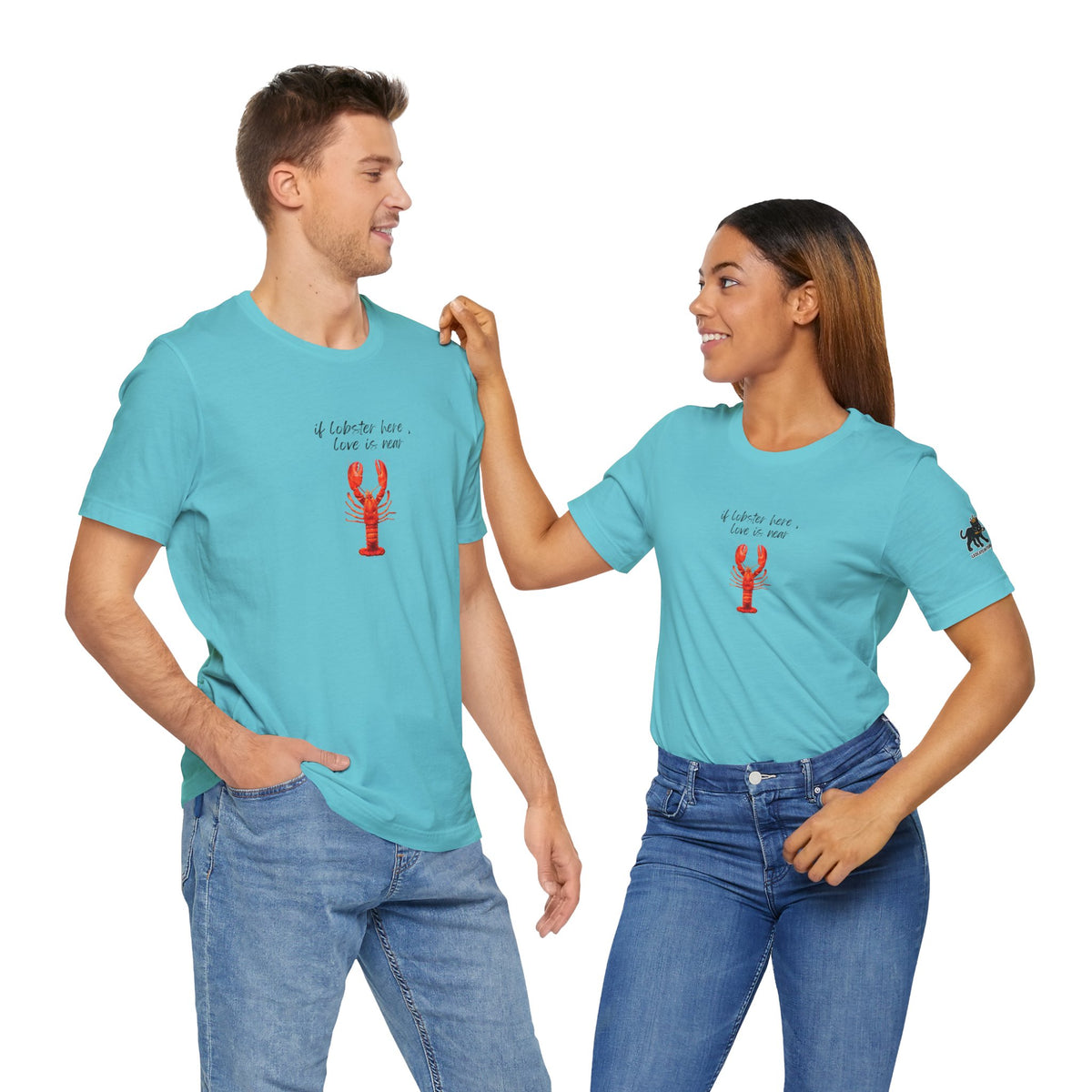 if lobster here love is near Graphic Tee, Casual Summer Shirt, Marine Life T-Shirt, Gift for Sea Lovers,  high quality