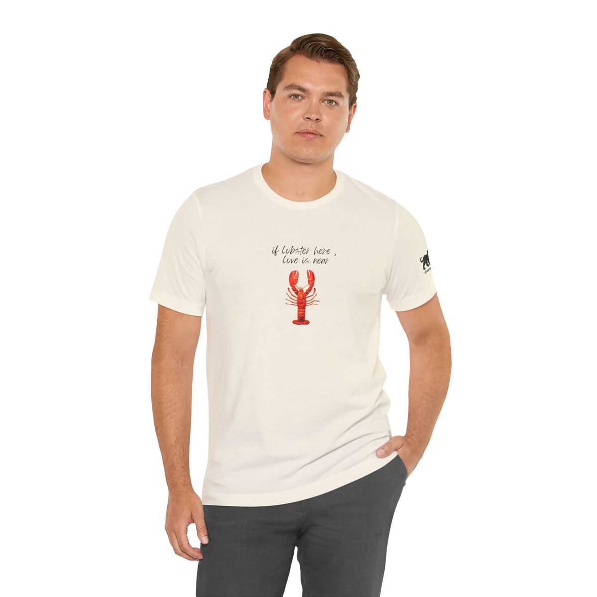 if lobster here love is near Graphic Tee, Casual Summer Shirt, Marine Life T-Shirt, Gift for Sea Lovers,  high quality