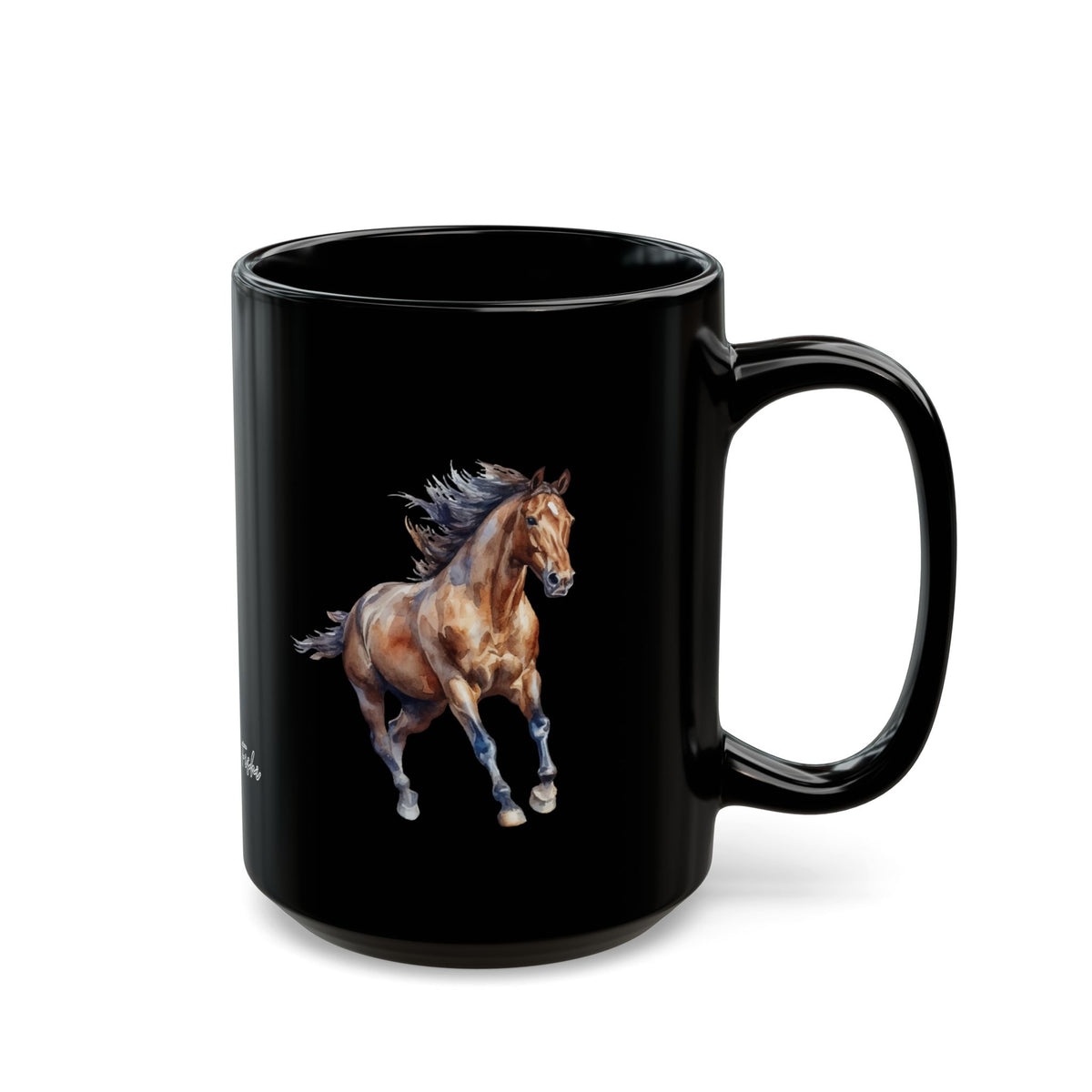 Horses and logo Black Mug | Perfect Gift for Horse Lovers, Coffee Lovers, Equestrian Decor, Animal Lovers, Unique Collectible