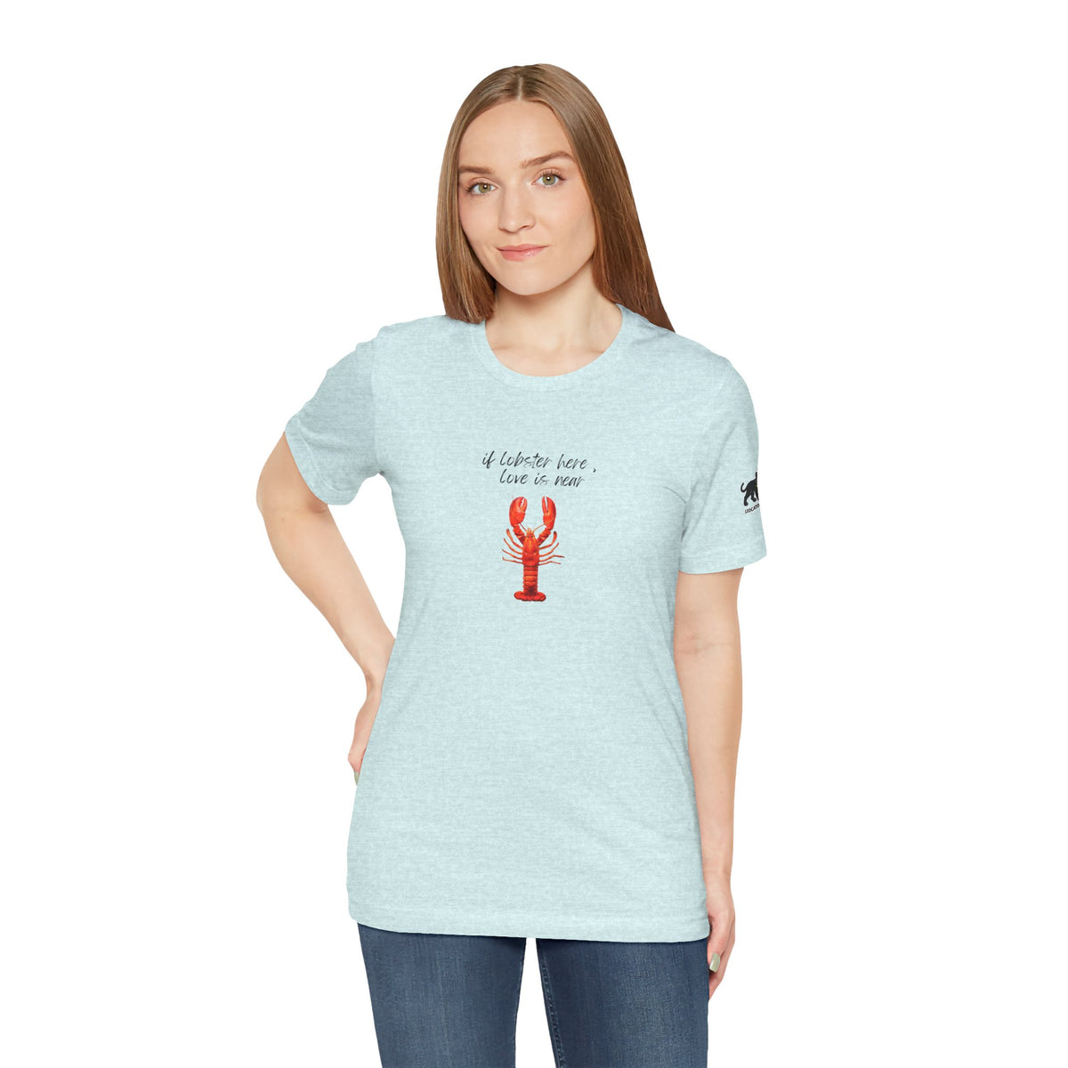 if lobster here love is near Graphic Tee, Casual Summer Shirt, Marine Life T-Shirt, Gift for Sea Lovers,  high quality