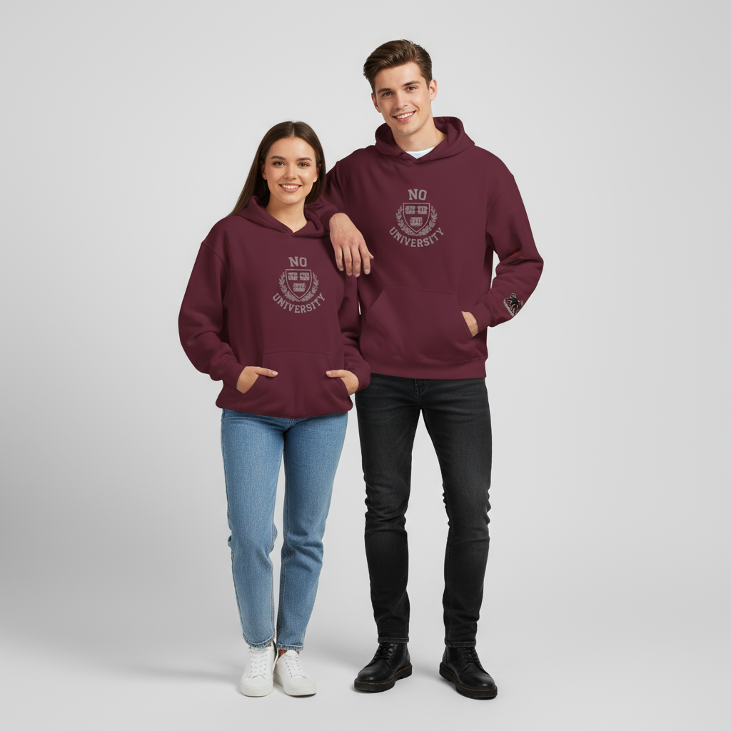Unisex Hooded 'No University' , School Spirit