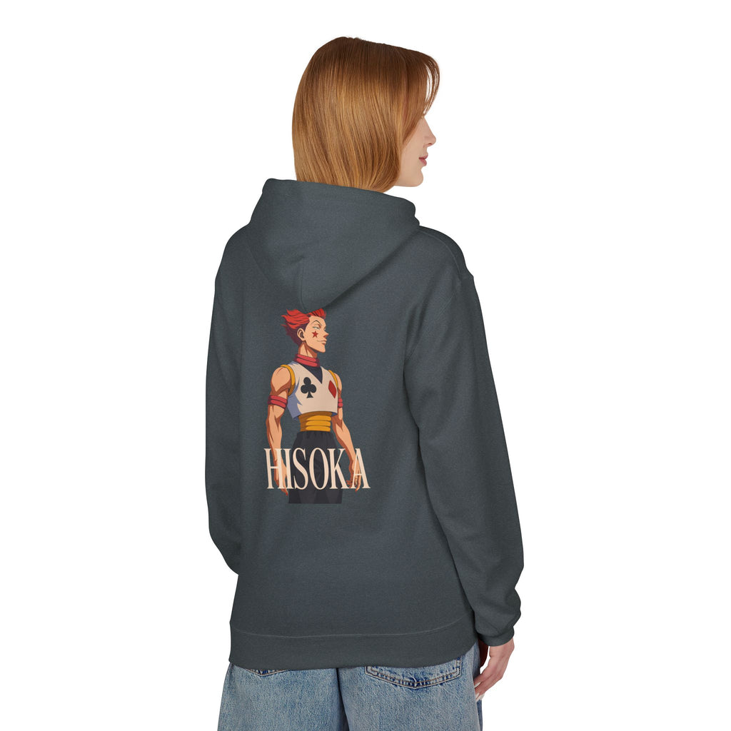 Stylish Hisoka Hoodie, Soft Unisex Fleece Sweatshirt, Trendy Anime Apparel, Cosplay Gift for Fans, Comfortable Streetwear
