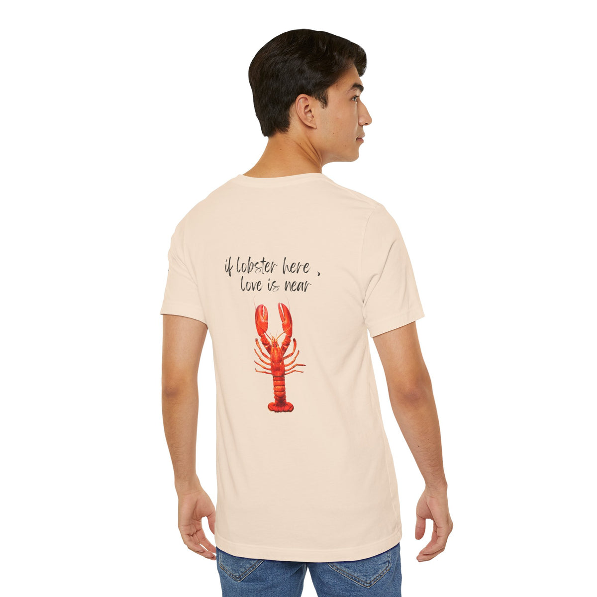 if lobster here love is near Graphic Tee, Casual Summer Shirt, Marine Life T-Shirt, Gift for Sea Lovers,  high quality