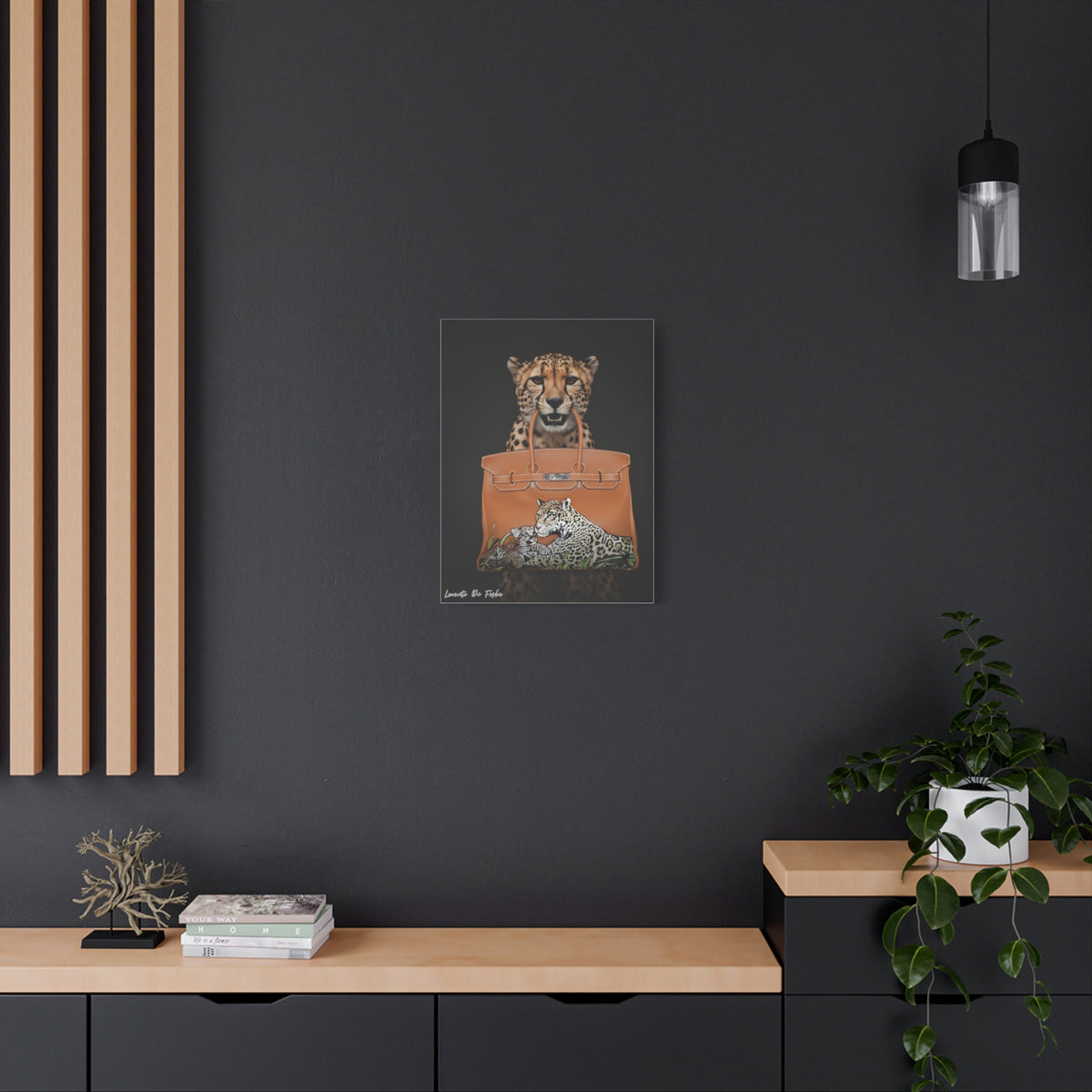 cheetah with rare birkin Canvas , Wall Art Decor .