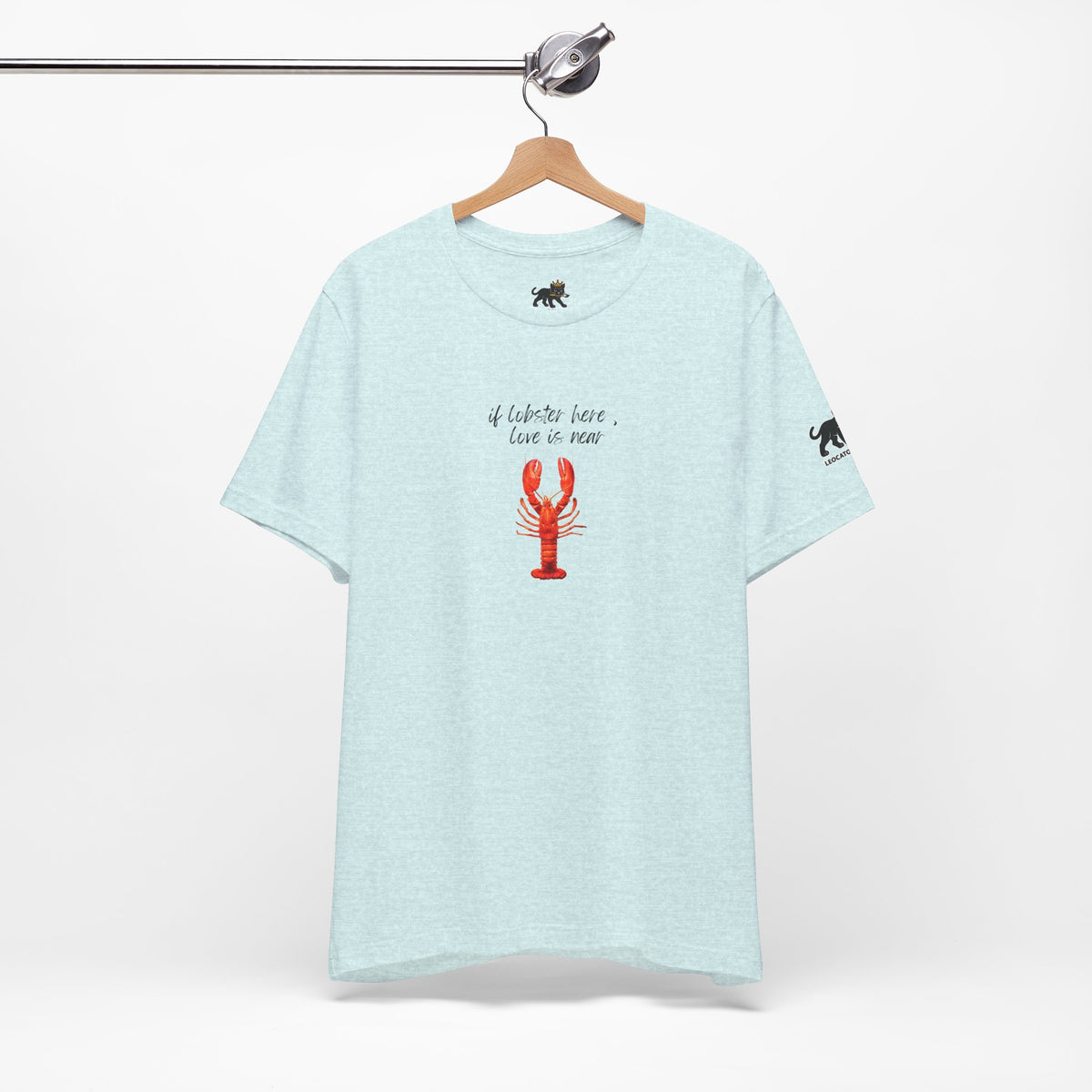 if lobster here love is near Graphic Tee, Casual Summer Shirt, Marine Life T-Shirt, Gift for Sea Lovers,  high quality