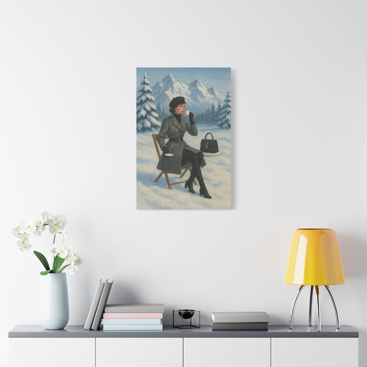 Elegant Winter Landscape Canvas Print, Wall Art Decor, Cozy Home Decor, Gift for Art Lovers, Holiday Decoration, Fashion Illustration