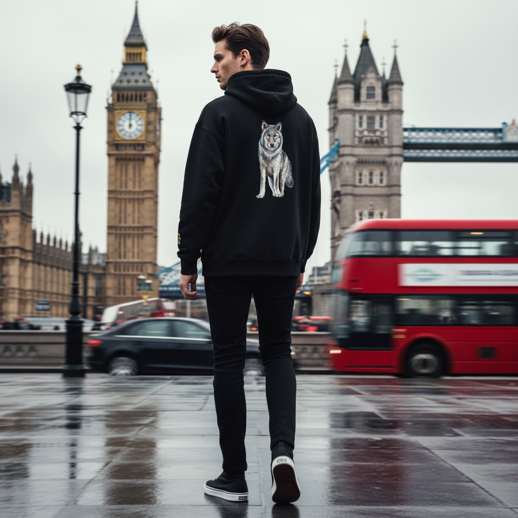 Wolf Hooded Sweatshirt, Unisex Casual Hoodie,